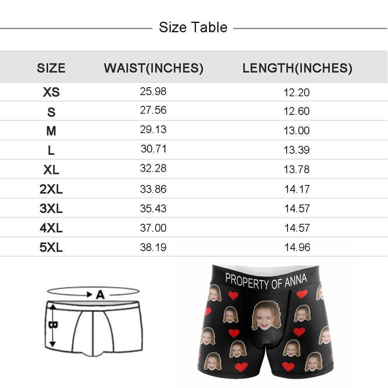 FacePajamas Men Underwear Custom Waistband Boxer Briefs Our Love Story Personalized Photo&Text Design Funny Underwear for Men Gift