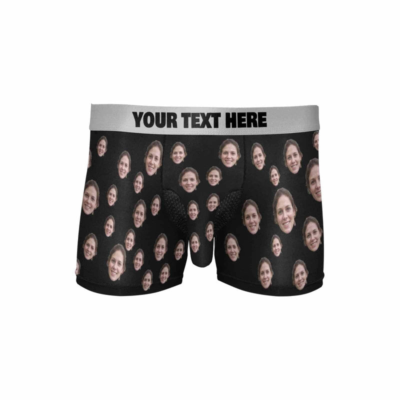 FacePajamas Men Underwear Custom Waistband Boxer Briefs Personalized Face&Text Underwear Birthday Gifts Anniversary Gifts for Men