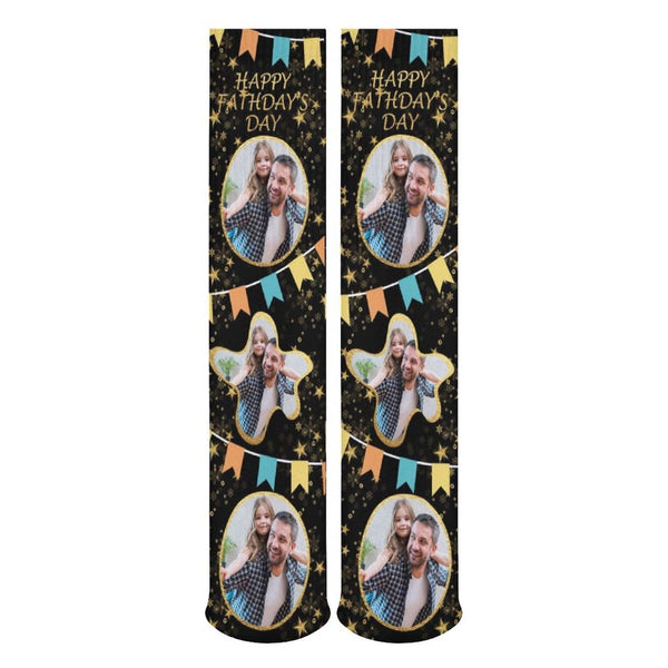 FacePajamas Sublimated Crew Socks-2WH-SDS Fathers Day Socks With Custom Photo Star Happy Father's Day Personalized Sublimated Crew Socks Gift For Australian Father's Day