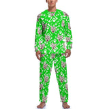 FacePajamas Pajama Green / S Personalized Photo Crewneck Long Pet Pajama Set Custom Face Cat's Footprints Men's Pajamas