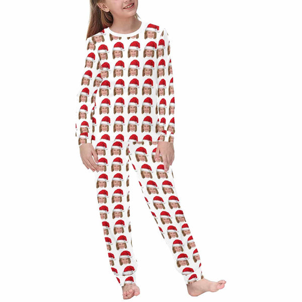 FacePajamas Pajama Kids/6-7Y(XS) Custom Face Ch istmas Hat Sleepwear Personalized Family Slumber Party Matching Long Sleeve Pajamas Set