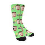 FacePajamas Sublimated Crew Socks No / Green Custom Faces Letter Socks Personalized Picture Sublimated Crew Socks Unisex Gift for Men Women