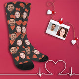 FacePajamas Sublimated Crew Socks One Size Custom Face Couple Socks Personalized Photo Love Heart Sublimated Crew Socks