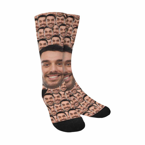 FacePajamas Sublimated Crew Socks One Size Custom Face Smash Sublimated Crew Socks Personalized Photo Socks Unisex Gift for Men Women