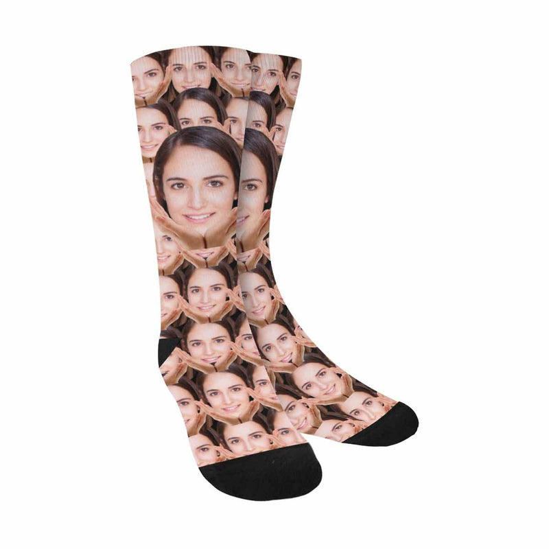 FacePajamas Sublimated Crew Socks One Size Custom Face Socks Print Your Photo Best Personalized Sublimated Crew Socks Funny Photo Socks Unisex Gift for Men Women