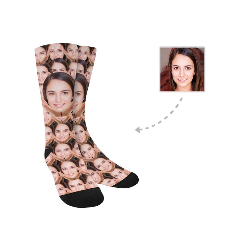 FacePajamas Sublimated Crew Socks One Size Custom Face Socks Print Your Photo Best Personalized Sublimated Crew Socks Funny Photo Socks Unisex Gift for Men Women