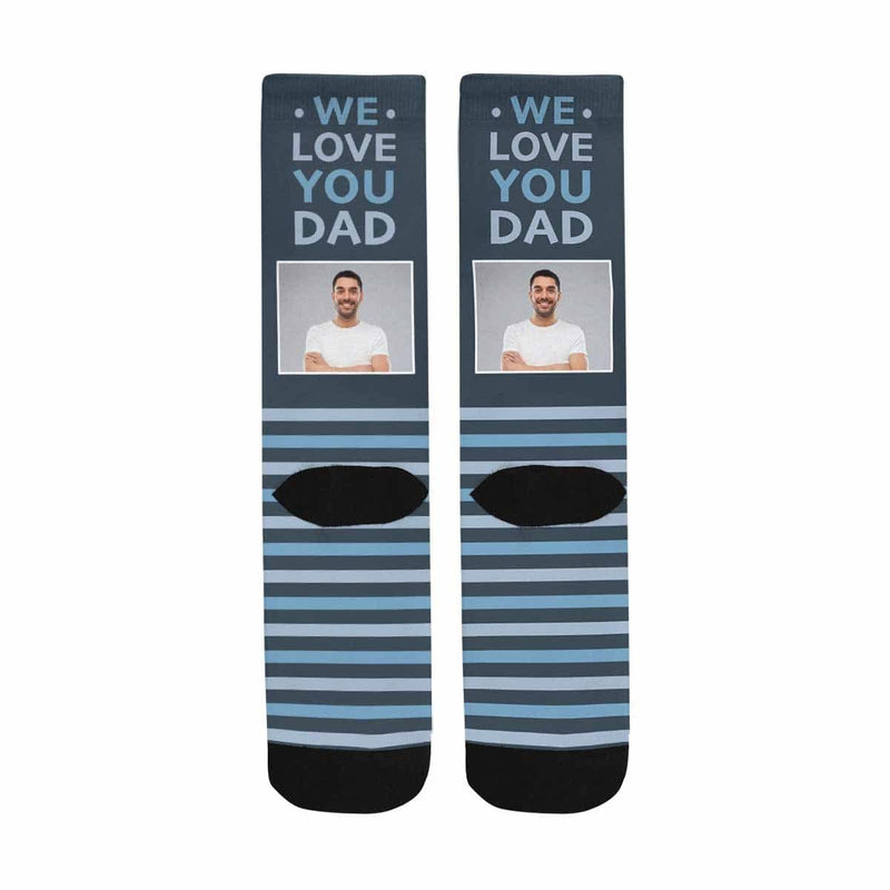 FacePajamas Sublimated Crew Socks One Size Custom Face We Love You Dad Socks Personalized Photo Sublimated Crew Socks