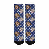 FacePajamas Sublimated Crew Socks One Size Happy Mother's Day | Custom Face Polka Dot Socks Personalized Photo Sublimated Crew Socks for Mom