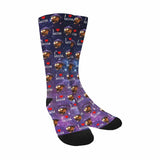 FacePajamas Sublimated Crew Socks One Size Happy Mother's Day | Personalized Photo Socks Printed Photo Pet Socks Custom Face Pet Mom Purple Sublimated Crew Socks for Mom