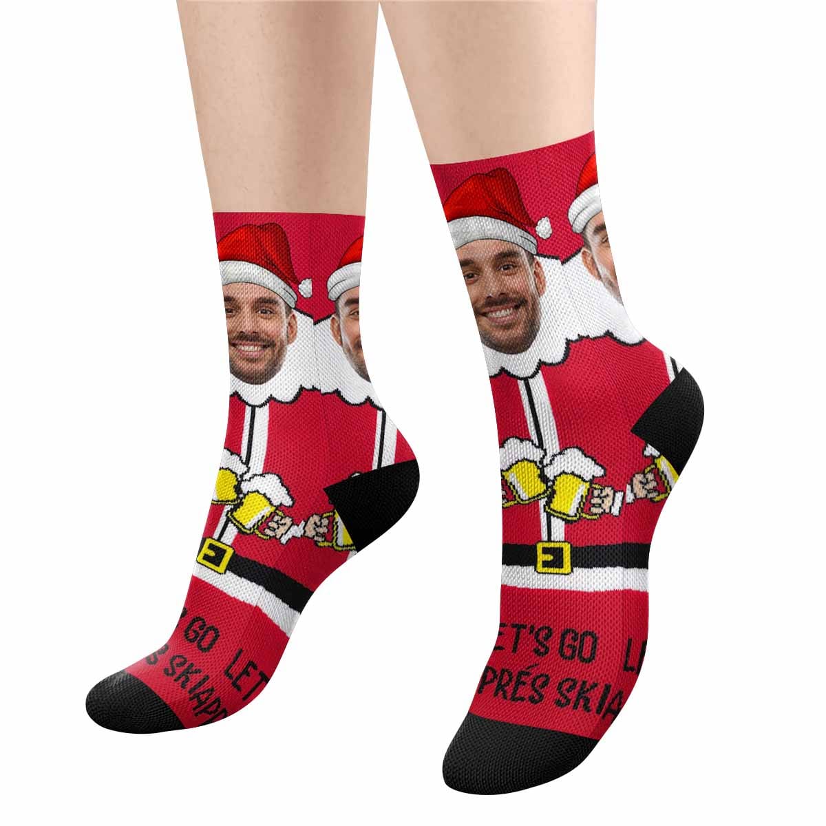 FacePajamas Sublimated Crew Socks One Size Personalized Funny Photo Socks Custom Christmas Sublimated Crew Socks Gifts