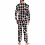 FacePajamas Pajama Personalized Christmas Pajamas Custom Face Black Grey Stripes Men's All Over Print Pajama Set