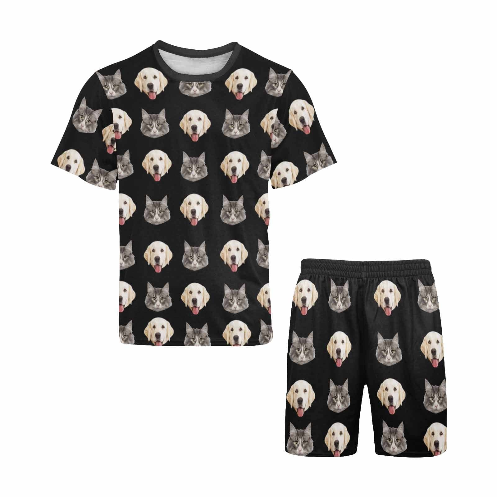 Personalized Pet Face Pajamas For Men Men's Short Sleeve Pajama Set