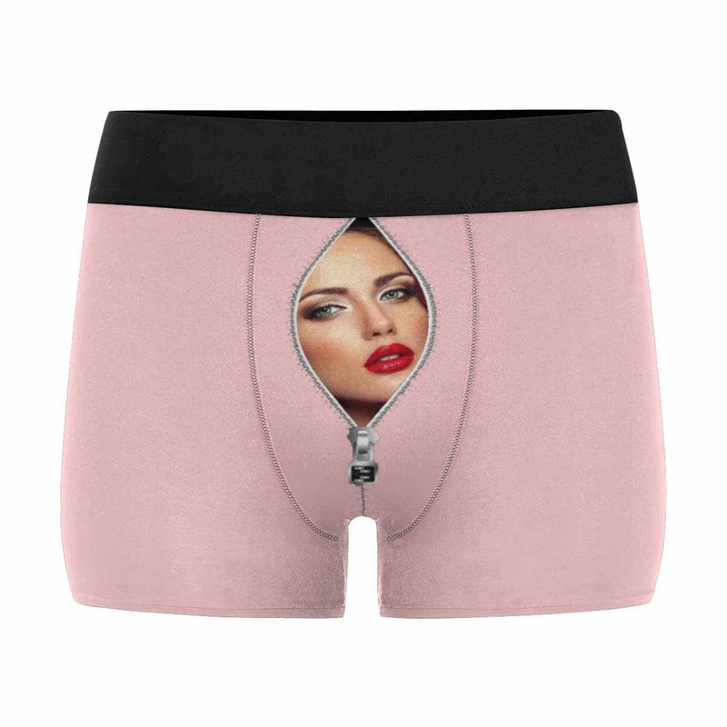 FacePajamas Underwear Pink / XS [Made In USA] Custom Men's Boxer Briefs with Girlfriend Zip Face Personalized Underwear Valentines Gift for Him