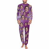 FacePajamas Pajama Purple Loungewear Custom Face Purple Starry Sky Sleepwear Personalized Men's All Over Print Pajama Set