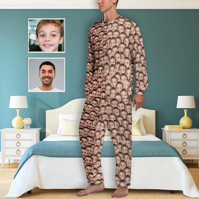 FacePajamas Pajama S Fathers Day Pajama Set Custom Face Seamless Dad Love Kids Sleepwear Personalized Photo Men's Pajamas