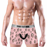 FacePajamas Men Underwear S / Pink Custom Waistband Boxer Briefs Personalized Face&Text Underwear Birthday Gifts Anniversary Gifts for Men