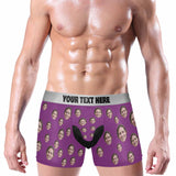 FacePajamas Men Underwear S / Purple Custom Waistband Boxer Briefs Personalized Face&Text Underwear Birthday Gifts Anniversary Gifts for Men