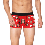 FacePajamas Underwear S / Red Custom Face Mens Pocket Boxer Briefs Love Heart Black Personalized Men's Boxer Underwear