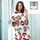 FacePajamas Pajama Short Sleeve / One Face / S Custom Face Pajamas XOXO Nightwear Personalized Red Lips Women's Pajama Set For Wife or Girlfriend