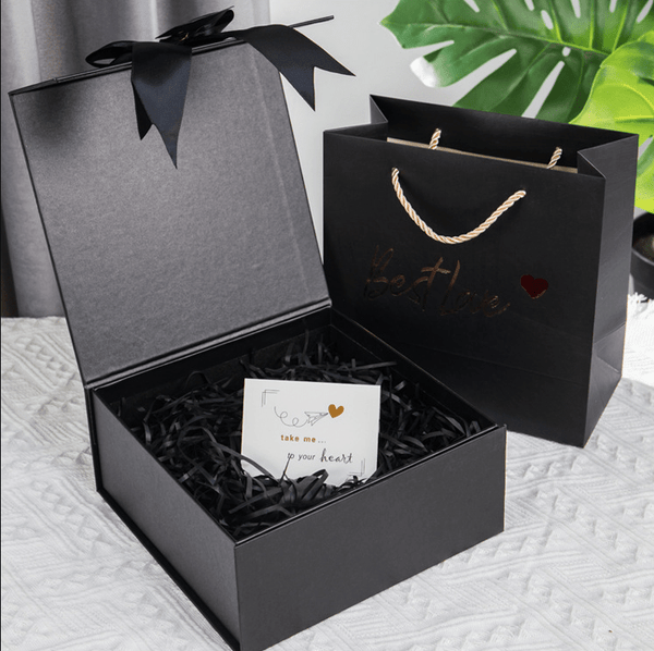 FacePajamas Gift Box Small Personalized Black Bow Small Gift Box For Valentine's Day Exquisite Love Package Box