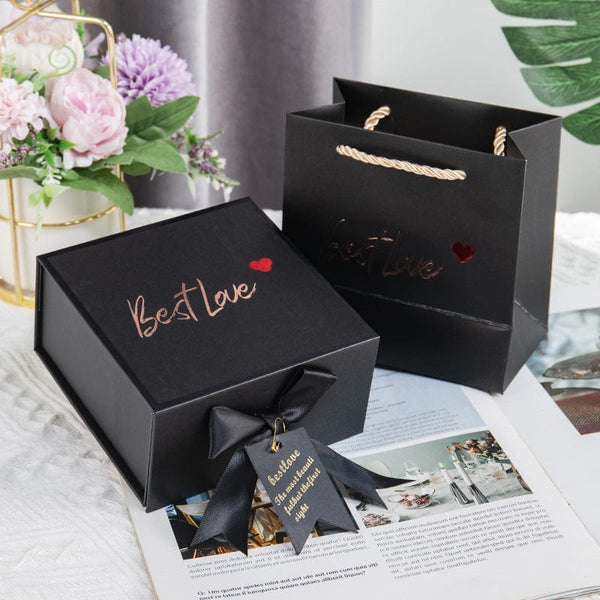 FacePajamas Gift Box Small Personalized Black Bow Small Gift Box For Valentine's Day Exquisite Love Package Box