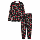 FacePajamas Pajama [TikTok Hot Selling] Custom Face Black Couple Matching Pajamas I Love You Sleepwear Sets Funny Long Sleeve Nightwear