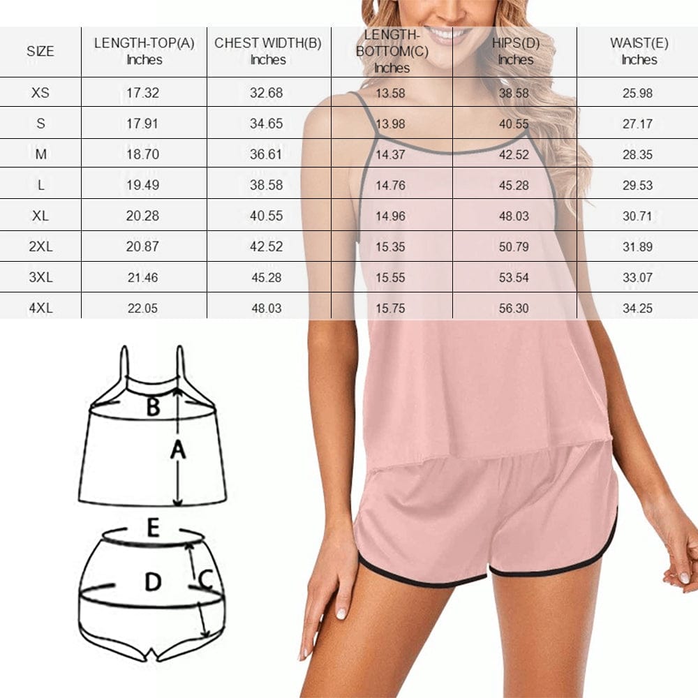 FacePajamas Cami Pajama Set [TikTok Hot Selling] Custom Face Cami Pajama Sets Love Black Personalized Nightwear for Women