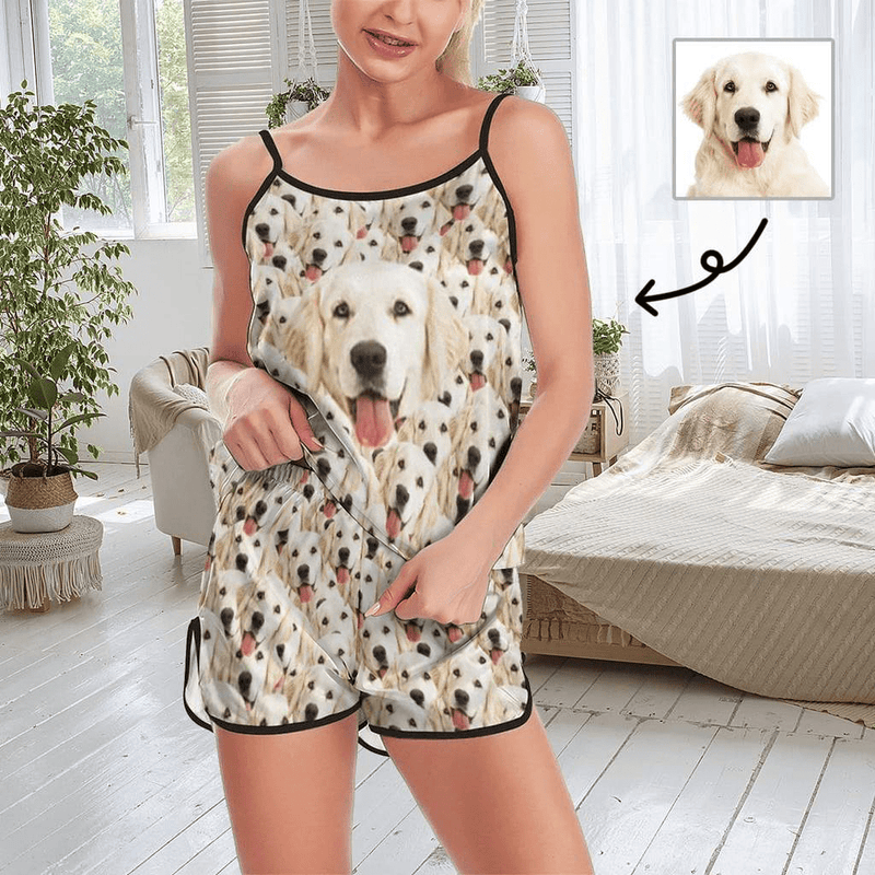 FacePajamas Pajama Women's Sexy Cami / XS Custom Pajamas with Pets Face My Dog Sleepwear Personalized Photo Women's Short&Long Sleeve Pajama Set