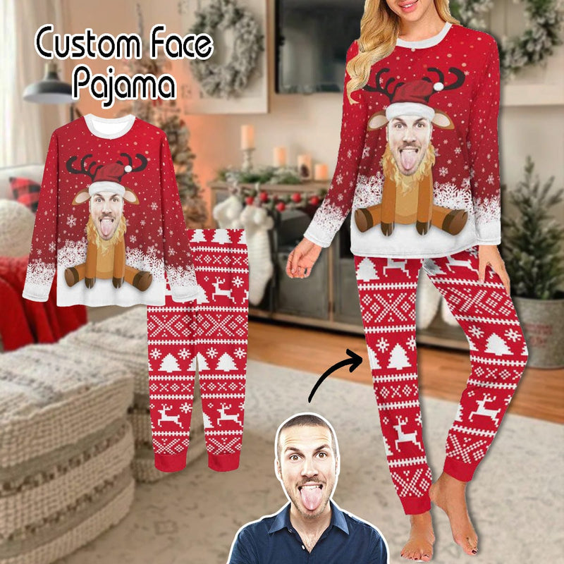 FacePajamas Pajama Sets XS Custom Face Pajama Sets  Couple Face on Persoanlized Christmas Sleepwear for Women