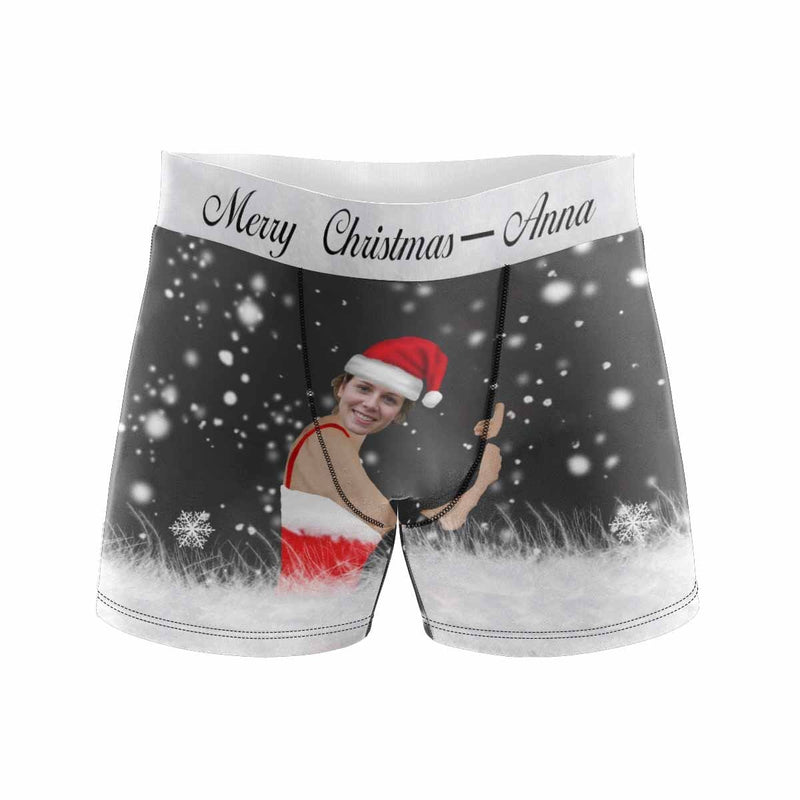 FacePajamas Men Underwear XS / Gray Custom Waistband Boxer Briefs Best Wish For You Personalized Face&Name Underwear for Men Christmas Unique Gift