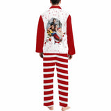 YesCustom Pajama Custom Photo Santa Claus Red Couple Matching Pajamas Personalized Photo Loungewear Set Sleepwear For Christmas